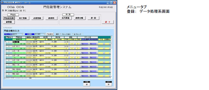 登録：データ処理系画面